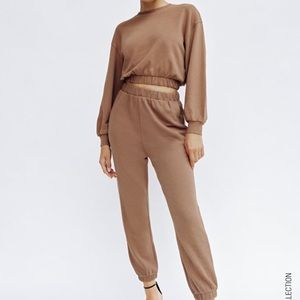 Zara Tan/Camel Two-piece Lounge Set